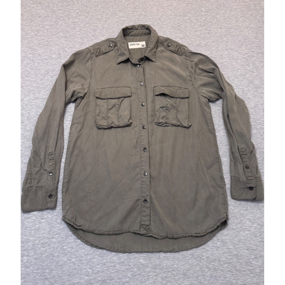 Pistola Olive Green Tencel Utility Button Down Shirt XS Military Army Gorpcore